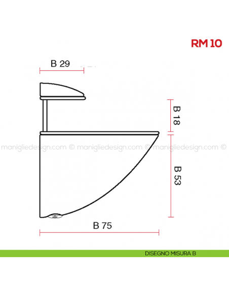 Reggimensola per vetro Mital RM10 disegno misura B