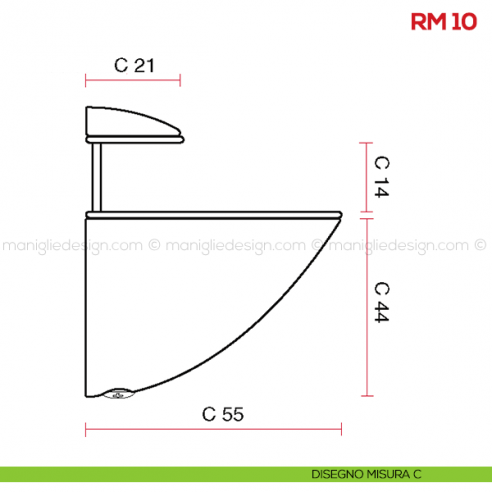 Reggimensola per vetro Mital RM10 disegno misura C