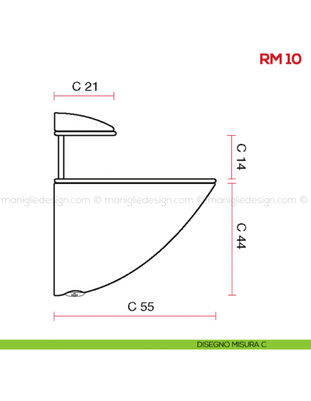 Reggimensola per vetro Mital RM10 disegno misura C