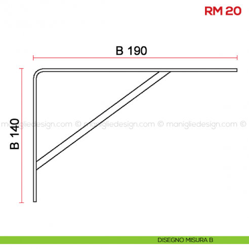 Reggimensola per legno Mital RM20 disegno misura B