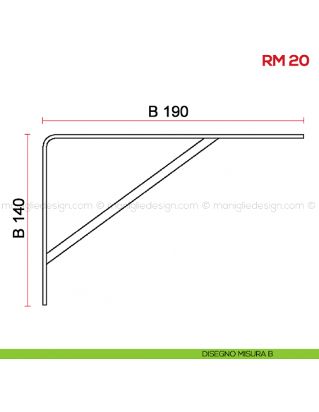 Reggimensola per legno Mital RM20 disegno misura B