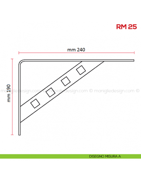 Reggimensola per legno Mital RM25 disegno misura A