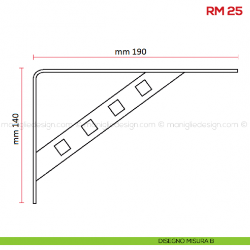 Reggimensola per legno Mital RM25 disegno misura B