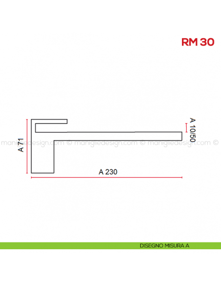 Reggimensola per vetro e legno Mital RM30 disegno misura A