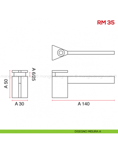 Reggimensola per vetro e legno Mital RM35 disegno misura A