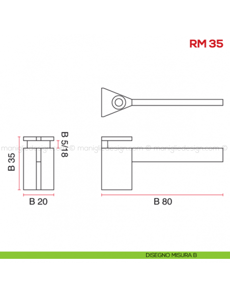Reggimensola per vetro e legno Mital RM35 disegno misura B