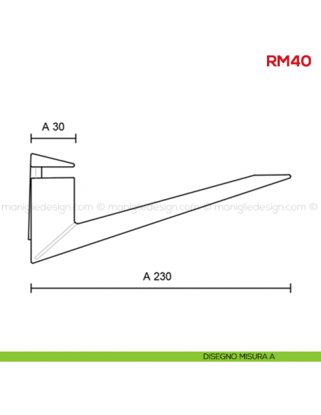 Reggimensola per vetro e legno Mital RM40 disegno misura A