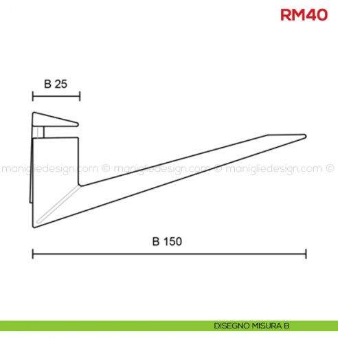 Reggimensola per vetro e legno Mital RM40 disegno misura B