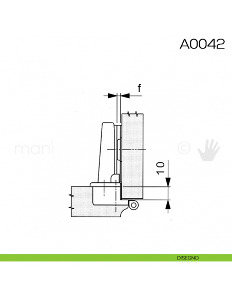Cerniera Mepla con perno in stile apertura 270° foro 35 mm disegno