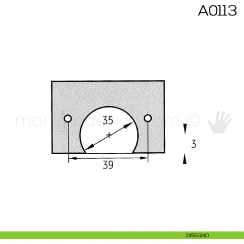 Cerniera Anselmi per porte in battuta scodellino diametro 35 mm A0113 disegno