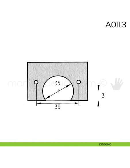 Cerniera Anselmi per porte in battuta scodellino diametro 35 mm A0113 disegno