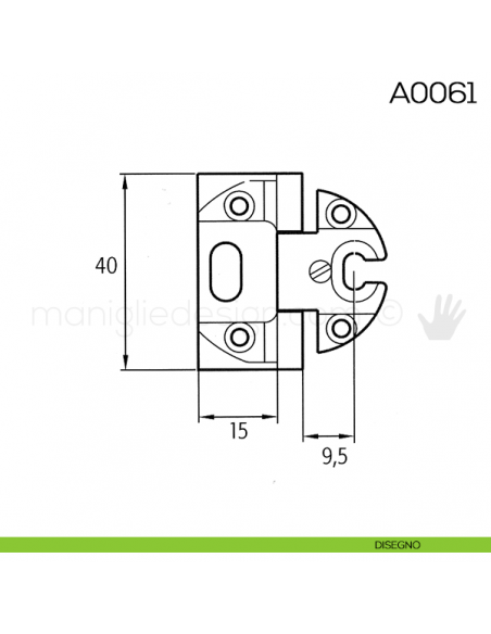 Cerniera Anselmi per porte in battuta scodellino diametro 40 mm A0061 disegno