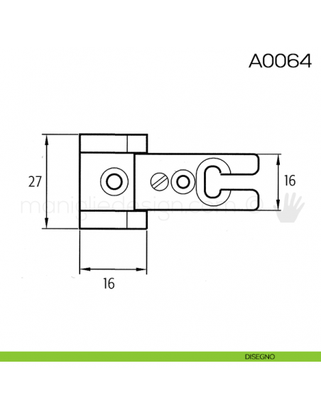 Cerniera Anselmi per porte in battuta scodellino diametro 27 mm A0064 disegno