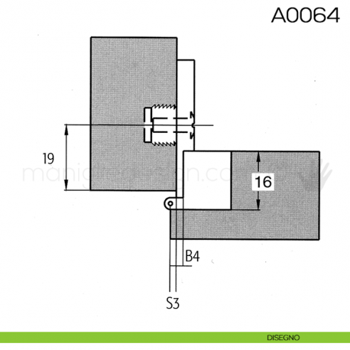 Cerniera Anselmi per porte in battuta scodellino diametro 27 mm A0064 disegno