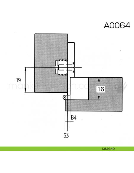 Cerniera Anselmi per porte in battuta scodellino diametro 27 mm A0064 disegno