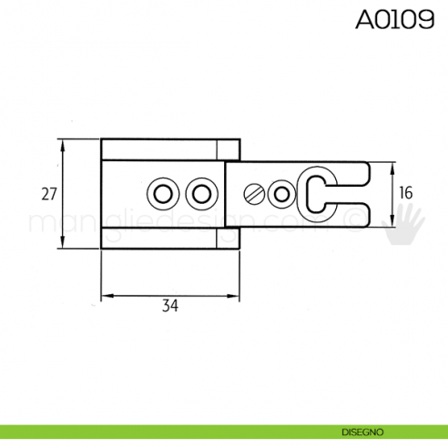 Cerniera Anselmi per porte in battuta scodellino diametro 27 mm A0109 disegno