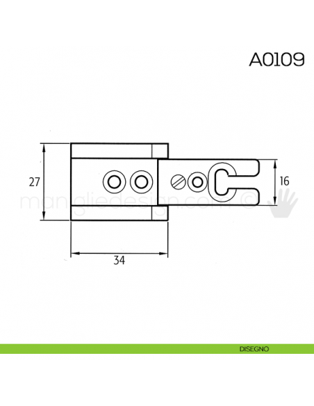 Cerniera Anselmi per porte in battuta scodellino diametro 27 mm A0109 disegno