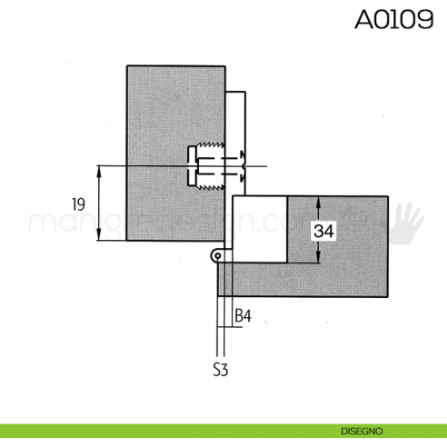 Cerniera Anselmi per porte in battuta scodellino diametro 27 mm A0109 disegno