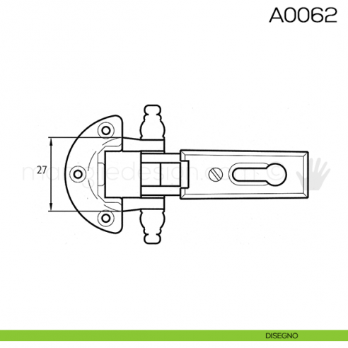 Cerniera Anselmi per porte in battuta scodellino diametro 27 mm A0062 disegno