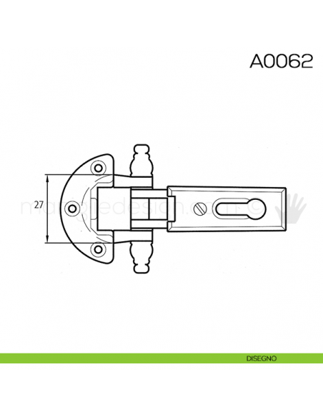 Cerniera Anselmi per porte in battuta scodellino diametro 27 mm A0062 disegno