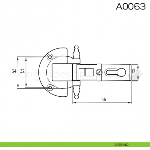 Cerniera Anselmi per porte in battuta scodellino diametro 35 mm A0063 disegno