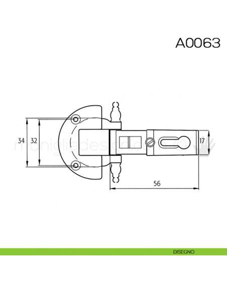 Cerniera Anselmi per porte in battuta scodellino diametro 35 mm A0063 disegno