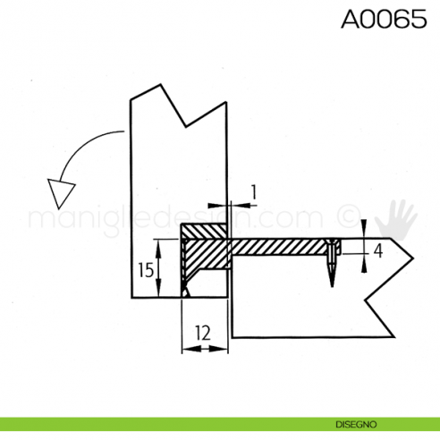Cerniera Anselmi per anta a ribalta scodellino diametro 30 mm A0065 disegno