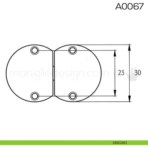 Cerniera Anselmi per tavoli scodellino diametro 20 mm A0067 disegno