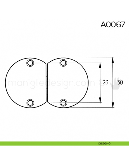 Cerniera Anselmi per tavoli scodellino diametro 20 mm A0067 disegno