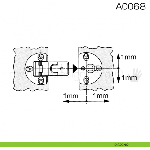 Cerniera Anselmi per ribalta scodellino diametro 35 mm A0068 disegno