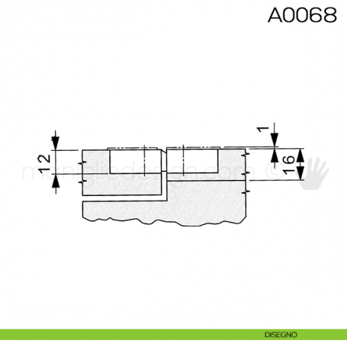 Cerniera Anselmi per ribalta scodellino diametro 35 mm A0068 disegno