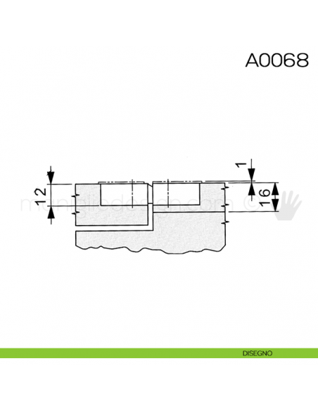 Cerniera Anselmi per ribalta scodellino diametro 35 mm A0068 disegno