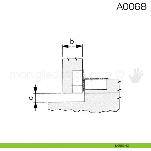 Cerniera Anselmi per ribalta scodellino diametro 35 mm A0068 disegno