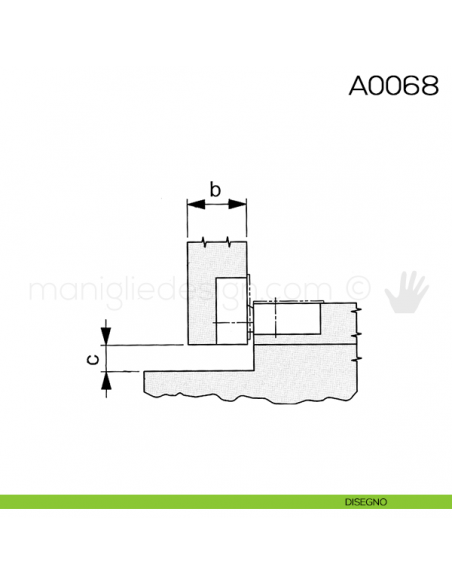 Cerniera Anselmi per ribalta scodellino diametro 35 mm A0068 disegno