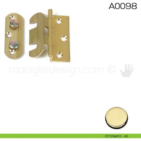 Cerniera a libro regolabile ali zancate 50x40 mm in ottone A0098 ottonato