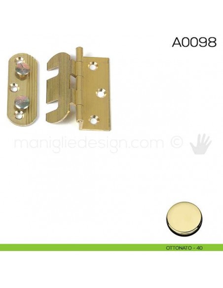 Cerniera a libro regolabile ali zancate 50x40 mm in ottone A0098 ottonato