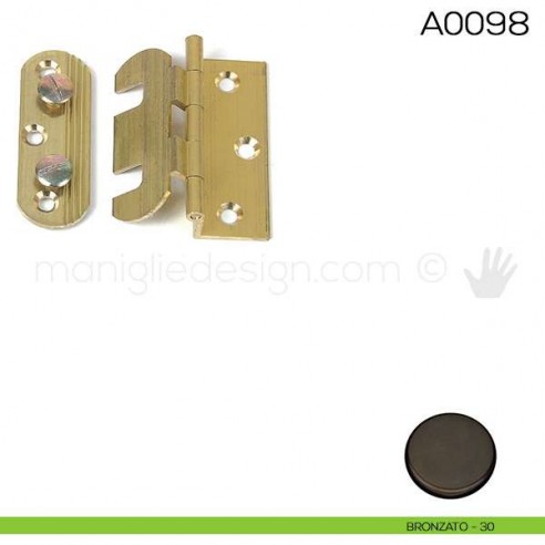 Cerniera a libro regolabile ali zancate 50x40 mm in ottone A0098 bronzato