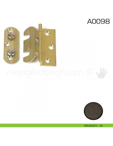 Cerniera a libro regolabile ali zancate 50x40 mm in ottone A0098 bronzato
