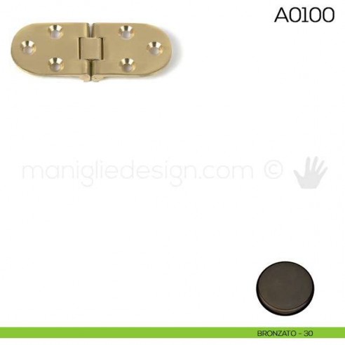 Cerniera a biscotto con fermo in ottone A0100 bronzato