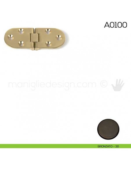 Cerniera a biscotto con fermo in ottone A0100 bronzato