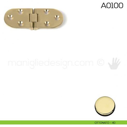 Cerniera a biscotto con fermo in ottone A0100 ottonato