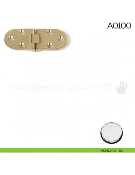 Cerniera a biscotto con fermo in ottone A0100 nichelato