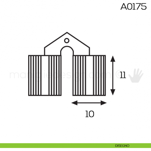 Cerniera cilindrica in ottone diametro 10 mm A0175 disegno