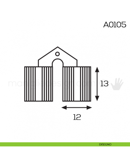 Cerniera cilindrica in ottone diametro 12 mm A0105 disegno