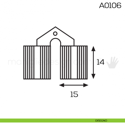 Cerniera cilindrica in ottone diametro 14 mm A0106 disegno