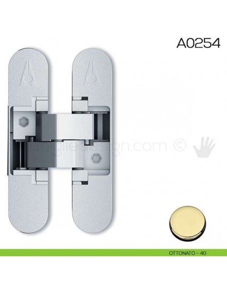 Cerniera invisibile regolabile Anselmi 505 per porta ottonato