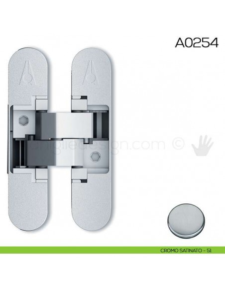 Cerniera invisibile regolabile Anselmi 505 per porta cromo satinato