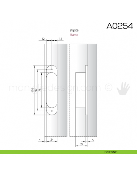 Cerniera invisibile regolabile Anselmi 505 per porta disegno