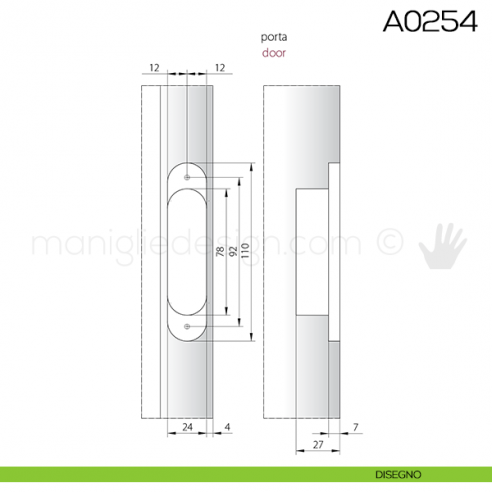 Cerniera invisibile regolabile Anselmi 505 per porta disegno