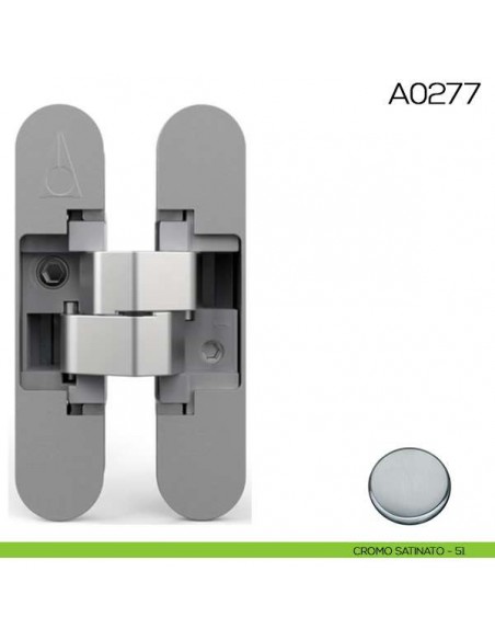 Cerniera invisibile regolabile Anselmi 521 per porta cromo satinato